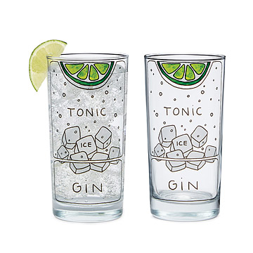 Gin and Tonic Diagram Glassware – Set of 2